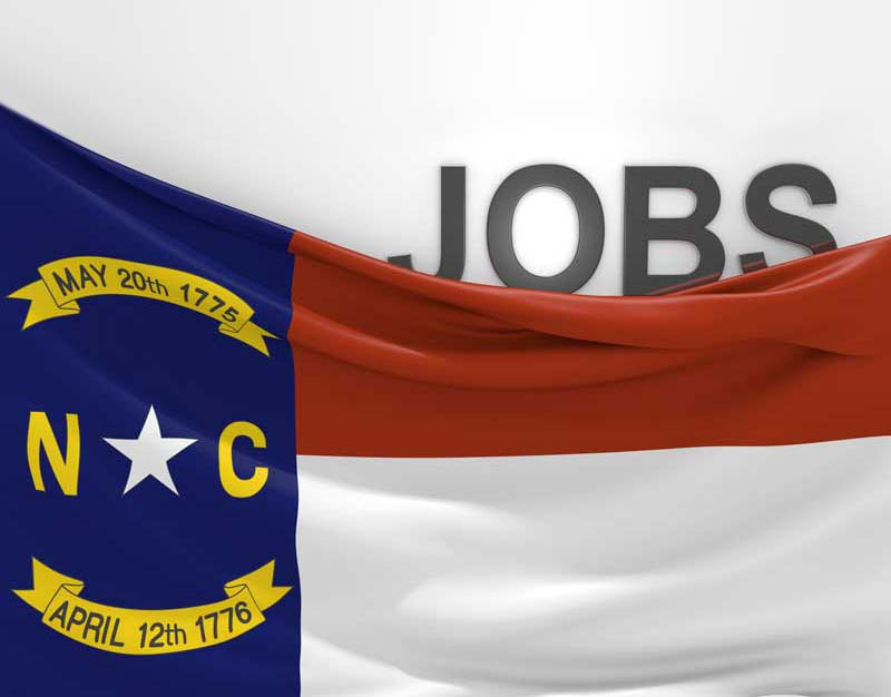 State flag of North Carolina, where job growth is expected in several industries related to the cleantech sector.