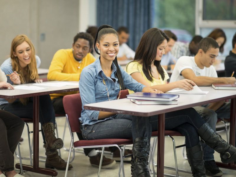 College students in a classroom